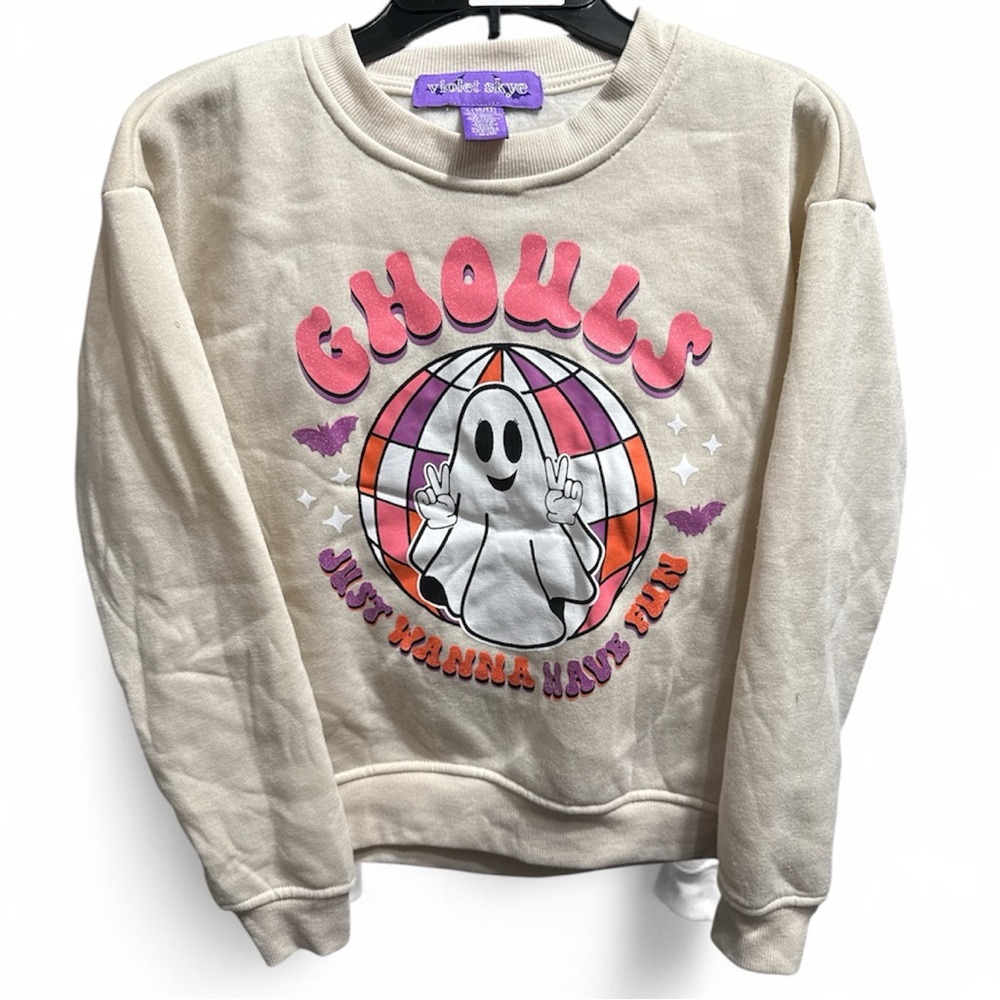Halloween Kids Sweatshirt Ghoul Just Wanna Have Fun with small bag NWT S10-12